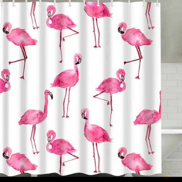 Other - NIP Pink Flamingo Print Shower Curtain
